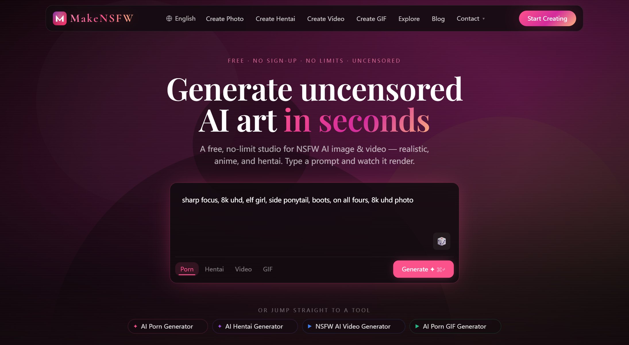 MakeNSFW homepage